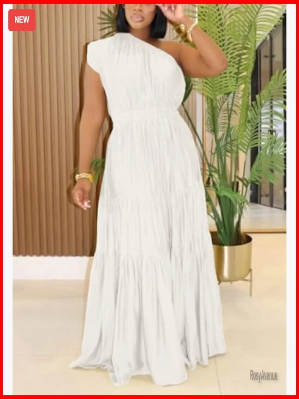 One Shoulder Maxi Dress Linen Style Sleeveless Flowy Ruffle Casual Summer - Picture 3 of 6